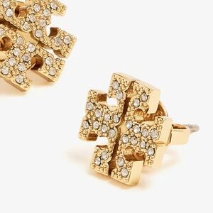 Tory Burch Elegant Kira pavé Gold Stud Earrings